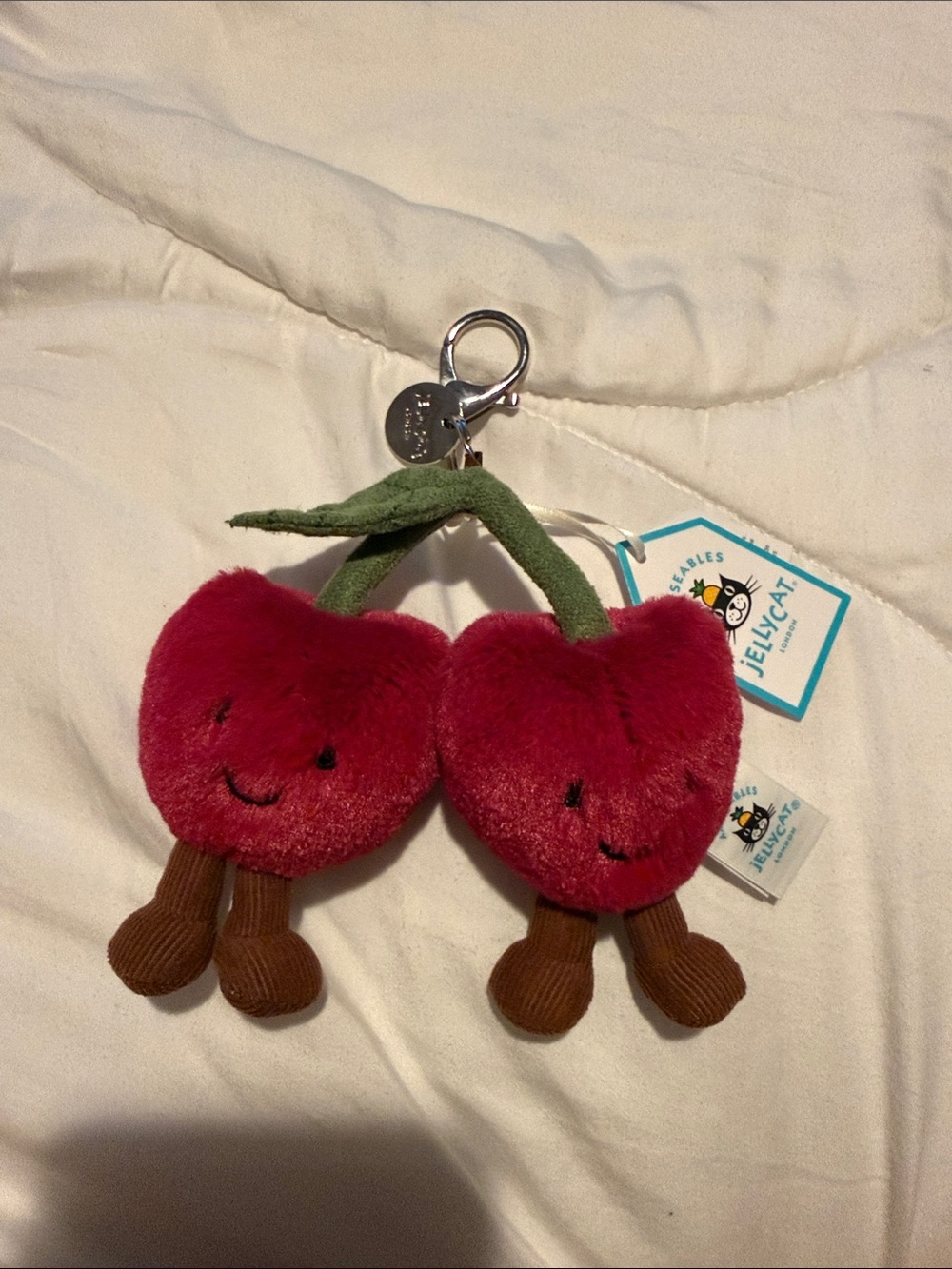 NWT Jellycat Amuseables Cherries Bag Charm Keychain Plush